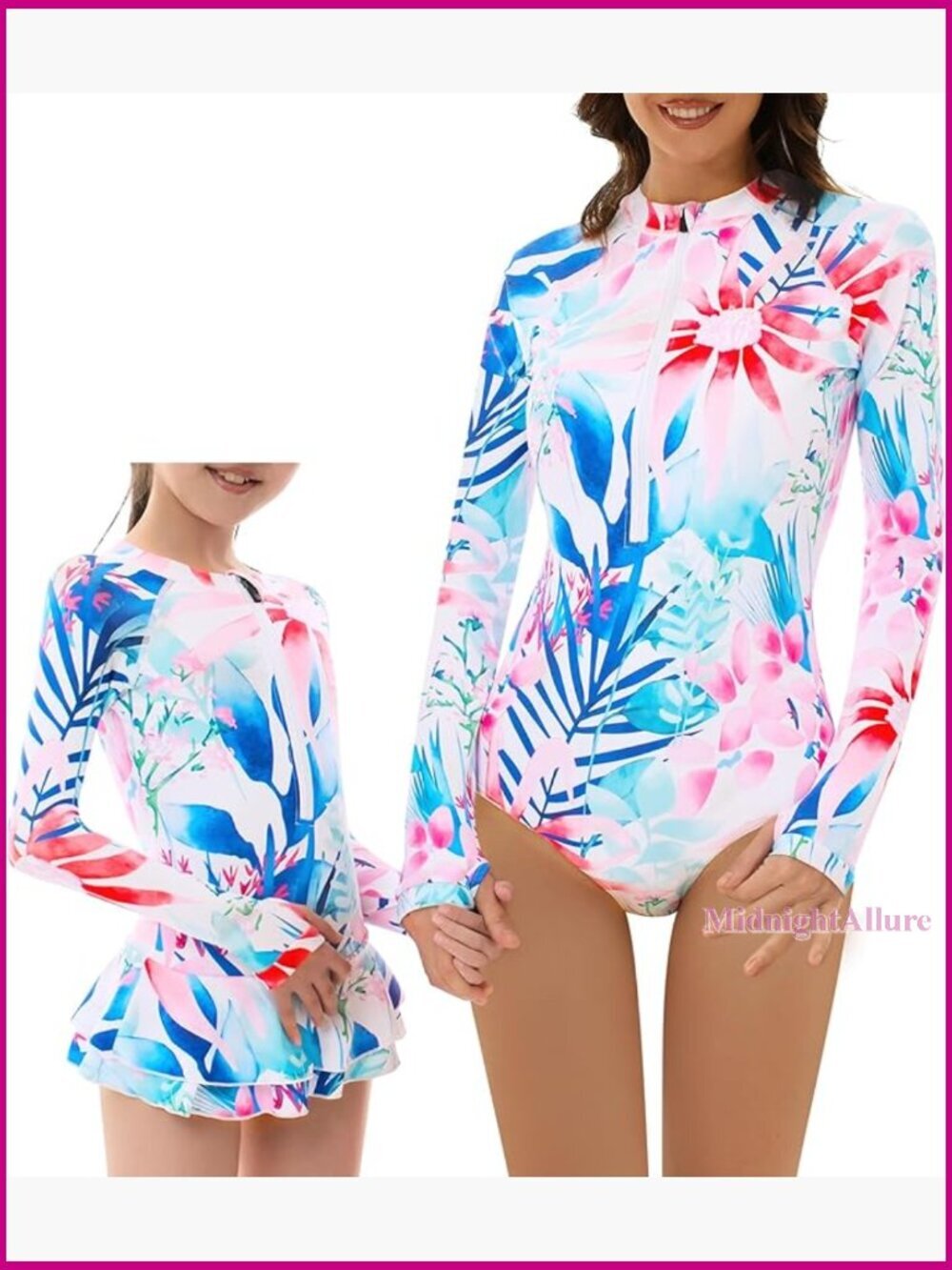 Long Sleeve One Piece Rash Guard Swimsuit UPF 50+